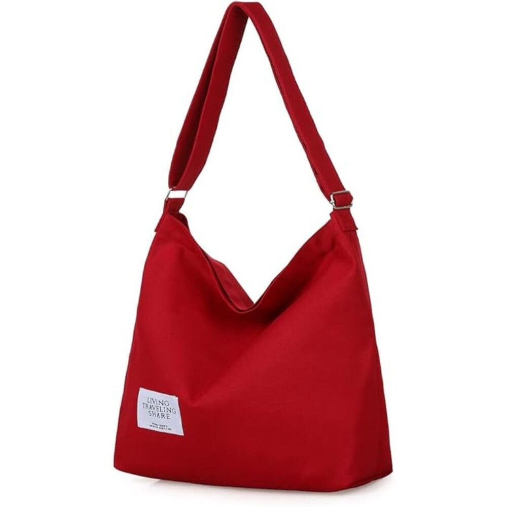 Women's Dark Red Imported Canvas Retro Large Size Shoulder Crossbody Tote Bag